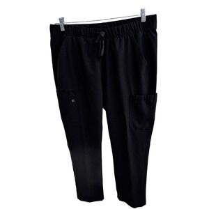ScrubJoy Scrub SET Womans XL Black Elastic Waist Cargo Pocket‎ Professional